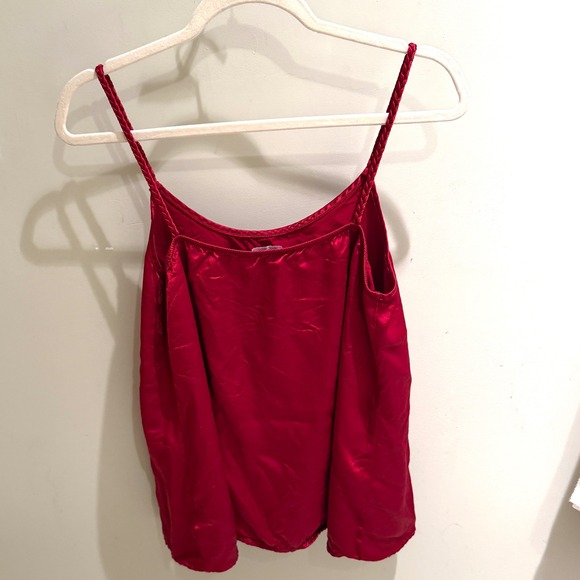 PJ Harlow 3 Piece Pajama Set Red Satin Camisole Shorts Ribbed Cardigan M - Picture 9 of 11